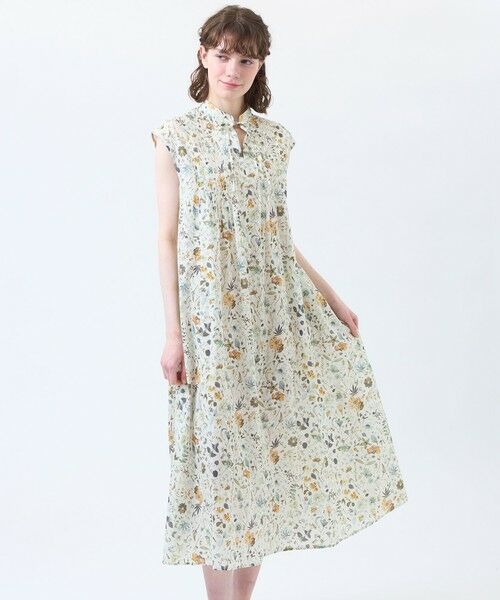 MACKINTOSH PHILOSOPHY / マッキントッシュ フィロソフィー ロング・マキシ丈ワンピース | リバティプリントピンタックフレアワンピース（オフホワイト2）