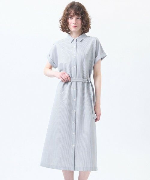 MACKINTOSH PHILOSOPHY / マッキントッシュ フィロソフィー ロング・マキシ丈ワンピース | サマーサッカーシャツワンピース（ブルー6）