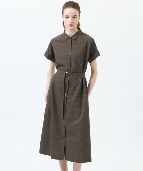 MACKINTOSH PHILOSOPHY / マッキントッシュ フィロソフィー ロング・マキシ丈ワンピース | サマーサッカーシャツワンピース（ブラウン2）