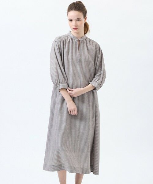 MACKINTOSH PHILOSOPHY / マッキントッシュ フィロソフィー ロング・マキシ丈ワンピース | リネンミックスサックドレス（ブラウン2）