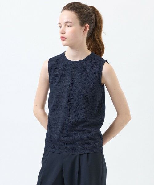 MACKINTOSH PHILOSOPHY / マッキントッシュ フィロソフィー カットソー | レースコンビノースリーブカットソー（ネイビー3）