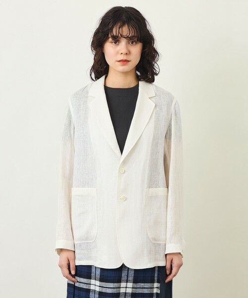 MACKINTOSH PHILOSOPHY / マッキントッシュ フィロソフィー ノーカラージャケット | GREY LABEL リネンメッシュシアージャケット | 詳細3