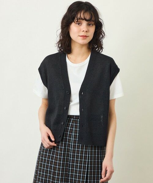 MACKINTOSH PHILOSOPHY / マッキントッシュ フィロソフィー ニット・セーター | GREY LABEL ペーパーヤーンニットベスト（ブラック1）