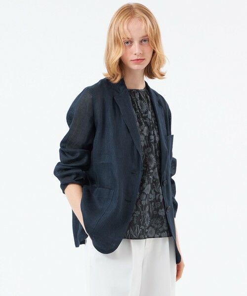 MACKINTOSH PHILOSOPHY / マッキントッシュ フィロソフィー ノーカラージャケット | 【UPTON JACKET(アップトン ジャケット)】リネンメッシュ（ネイビー3）