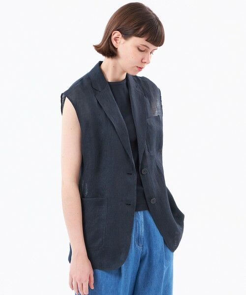 MACKINTOSH PHILOSOPHY / マッキントッシュ フィロソフィー ブルゾン | 【UPTON GILET（アップトン ジレ）】リネンメッシュ（ネイビー3）