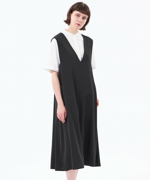MACKINTOSH PHILOSOPHY / マッキントッシュ フィロソフィー ロング・マキシ丈ワンピース | 【CRANWELL JUMPER SKIRT(クランウェルジャンパースカート)】ドライツイル（ブラック1）