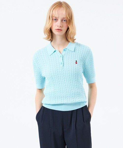 MACKINTOSH PHILOSOPHY / マッキントッシュ フィロソフィー ニット・セーター | 【WEB&一部店舗限定】バッキンガムベア ケーブルニットポロ（ブルー1）