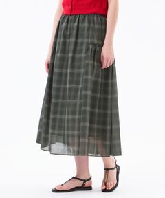 MACKINTOSH PHILOSOPHY / マッキントッシュ フィロソフィー ロング・マキシ丈スカート | チェックボイルサイドギャザースカート