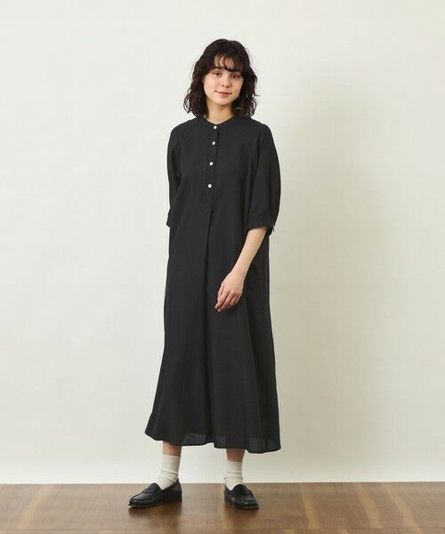 MACKINTOSH PHILOSOPHY / マッキントッシュ フィロソフィー ロング・マキシ丈ワンピース | GREY LABEL リネンミックスバンドカラーワンピース | 詳細1