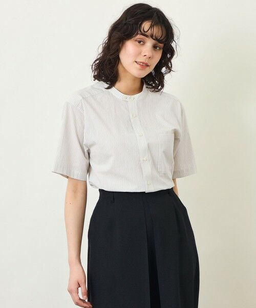 MACKINTOSH PHILOSOPHY / マッキントッシュ フィロソフィー シャツ・ブラウス | GREY LABEL コットンコードボイル バンドカラーシャツ（ベージュ6）