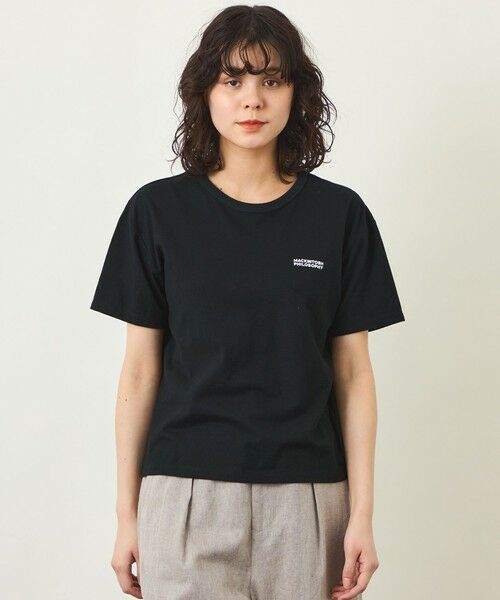 MACKINTOSH PHILOSOPHY / マッキントッシュ フィロソフィー カットソー | GREY LABEL リネンミックスロゴTシャツ(ブラック1)