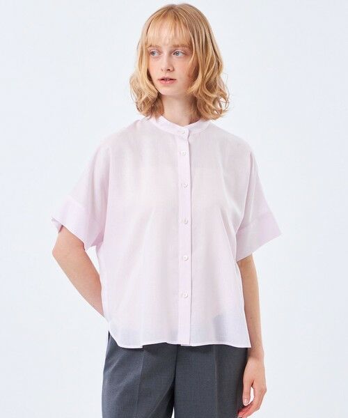 MACKINTOSH PHILOSOPHY / マッキントッシュ フィロソフィー シャツ・ブラウス | リネンミックスバンドカラーシャツ(ピンク3)