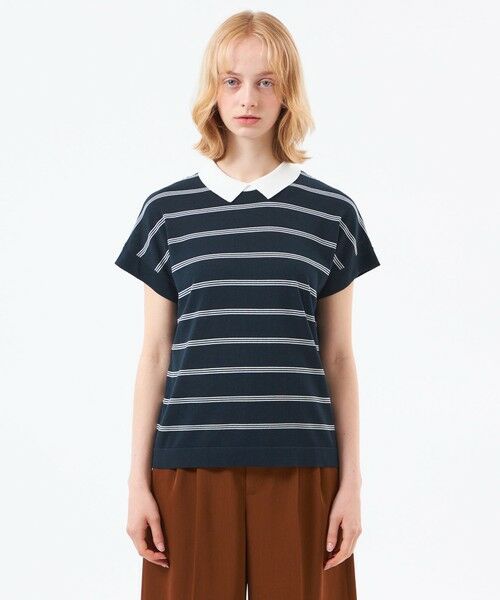 MACKINTOSH PHILOSOPHY / マッキントッシュ フィロソフィー ニット・セーター | 【Bicolor Knit Polo】ボーダー半袖 | 詳細4