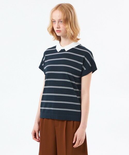 MACKINTOSH PHILOSOPHY / マッキントッシュ フィロソフィー ニット・セーター | 【Bicolor Knit Polo】ボーダー半袖 | 詳細5