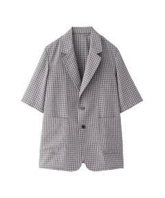 MACKINTOSH PHILOSOPHY / マッキントッシュ フィロソフィー ノーカラージャケット | GREY LABEL リネンミックスチェックジャケット