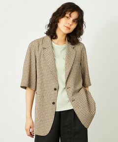 MACKINTOSH PHILOSOPHY / マッキントッシュ フィロソフィー ノーカラージャケット | GREY LABEL リネンミックスチェックジャケット
