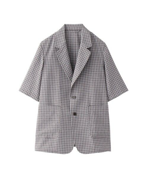 MACKINTOSH PHILOSOPHY / マッキントッシュ フィロソフィー ノーカラージャケット | GREY LABEL リネンミックスチェックジャケット（レッド3）