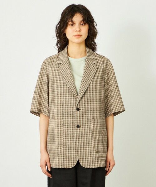MACKINTOSH PHILOSOPHY / マッキントッシュ フィロソフィー ノーカラージャケット | GREY LABEL リネンミックスチェックジャケット | 詳細2