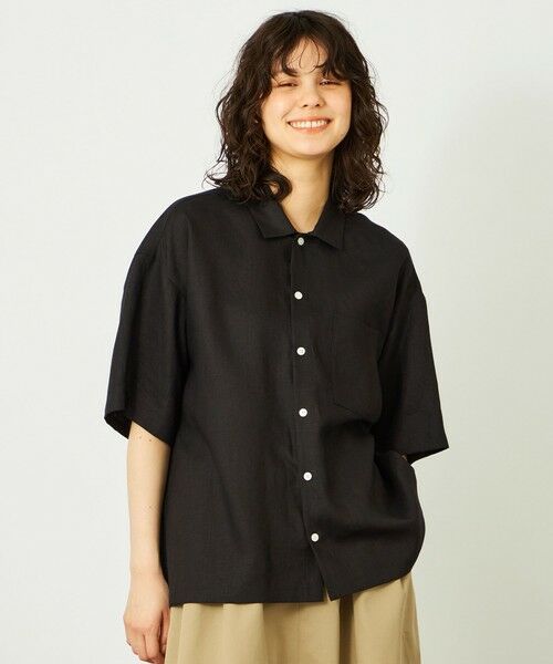 MACKINTOSH PHILOSOPHY / マッキントッシュ フィロソフィー シャツ・ブラウス | GREY LABEL リネンハーフスリーブシャツ（ブラック1）
