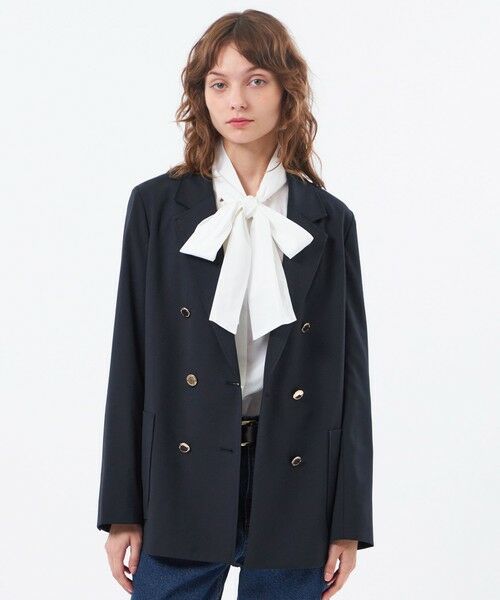MACKINTOSH PHILOSOPHY / マッキントッシュ フィロソフィー ノーカラージャケット | 【WEB&一部店舗限定】ダブルブレストジャケット（ネイビー3）