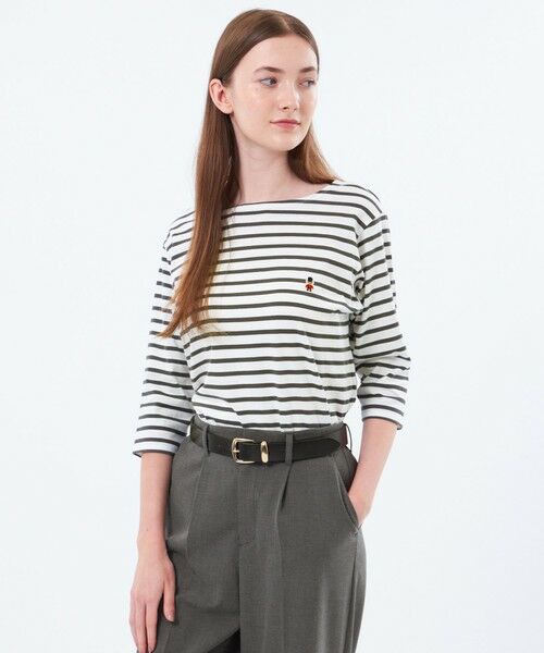 MACKINTOSH PHILOSOPHY / マッキントッシュ フィロソフィー カットソー | バッキンガムベア ワッペンボーダーロンT(カーキ4)