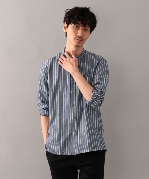 セール シャンブレー ストライプ バンドカラーシャツ シャツ ブラウス Mackintosh Philosophy Mens マッキントッシュ フィロソフィー メンズ ファッション通販 タカシマヤファッションスクエア