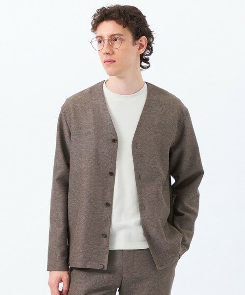 MACKINTOSH PHILOSOPHY(MENS)/マッキントッシュ フィロソフィー メンズ テーラードジャージー ノーカラーカーディガン 杢カラミストレッチ ブラウン2 38 MACKINTOSH PHILOSOPHY(MENS)/マッキントッシュ フィロソフィー メンズ テーラードジャージー ノーカラーカーディガン 杢カラミストレッチ ブラウン2 38
