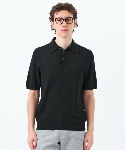 MACKINTOSH PHILOSOPHY(MENS)/マッキントッシュ フィロソフィー メンズ フラッフィーニット 半袖ニットポロ ブラック1 40 MACKINTOSH PHILOSOPHY(MENS)/マッキントッシュ フィロソフィー メンズ フラッフィーニット 半袖ニットポロ ブラック1 40