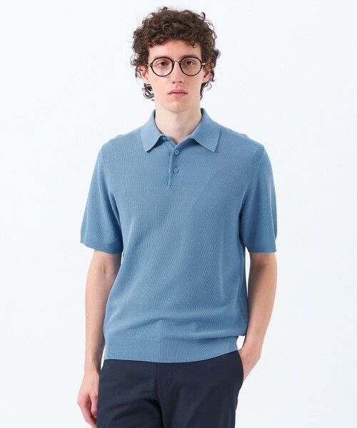 MACKINTOSH PHILOSOPHY(MENS)/マッキントッシュ フィロソフィー メンズ フラッフィーニット 半袖ニットポロ ブルー4 40 MACKINTOSH PHILOSOPHY(MENS)/マッキントッシュ フィロソフィー メンズ フラッフィーニット 半袖ニットポロ ブルー4 40