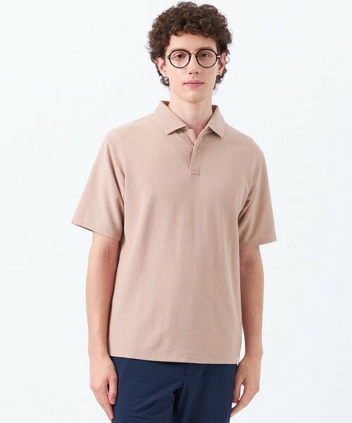 MACKINTOSH PHILOSOPHY(MENS)/マッキントッシュ フィロソフィー メンズ パイル調ドライミックス スキッパーポロ ピンク4 38 MACKINTOSH PHILOSOPHY(MENS)/マッキントッシュ フィロソフィー メンズ パイル調ドライミックス スキッパーポロ ピンク4 38