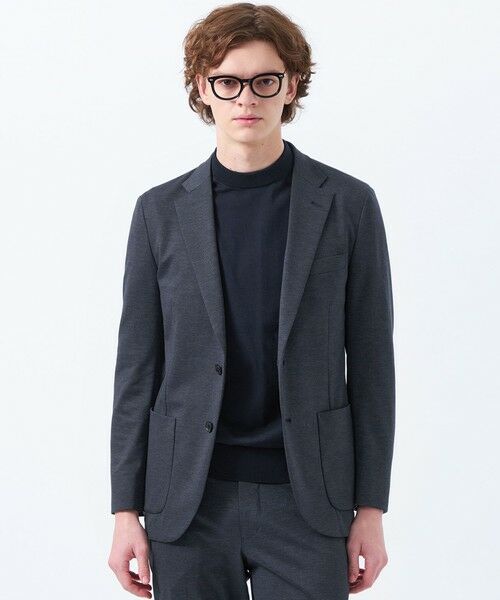 MACKINTOSH PHILOSOPHY(MENS) / マッキントッシュ フィロソフィー メンズ ノーカラージャケット | テーラードジャージー ジャケット チドリ/バーズアイ(ネイビー2)