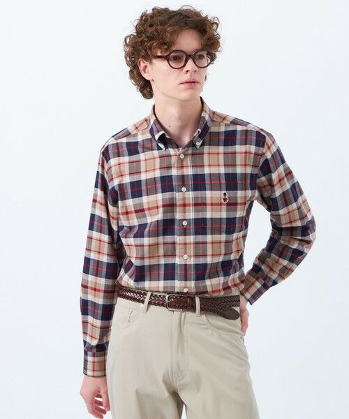 MACKINTOSH PHILOSOPHY(MENS)/マッキントッシュ フィロソフィー メンズ バッキンガムベア 長袖ボタンダウンシャツ チェック/ストライプ ベージュ6 40 MACKINTOSH PHILOSOPHY(MENS)/マッキントッシュ フィロソフィー メンズ バッキンガムベア 長袖ボタンダウンシャツ チェック/ストライプ ベージュ6 40