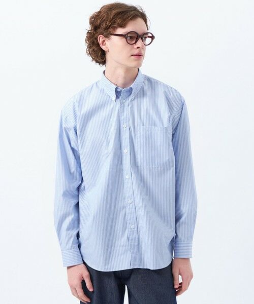 MACKINTOSH PHILOSOPHY(MENS)/マッキントッシュ フィロソフィー メンズ オーバーサイズ 長袖ボタンダウンシャツ 無地/ストライプ ネイビー1 40 MACKINTOSH PHILOSOPHY(MENS)/マッキントッシュ フィロソフィー メンズ オーバーサイズ 長袖ボタンダウンシャツ 無地/ストライプ ネイビー1 40