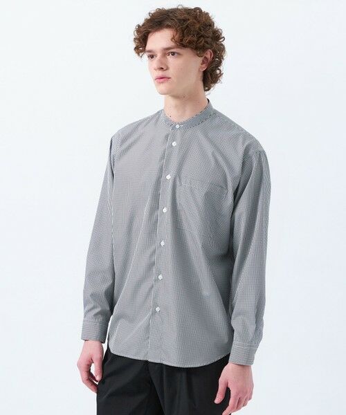 MACKINTOSH PHILOSOPHY(MENS)/マッキントッシュ フィロソフィー メンズ トロッター オーバーサイズバンドカラーシャツ チェック/無地 チャコールグレー1 38 MACKINTOSH PHILOSOPHY(MENS)/マッキントッシュ フィロソフィー メンズ トロッター オーバーサイズバンドカラーシャツ チェック/無地 チャコールグレー1 38
