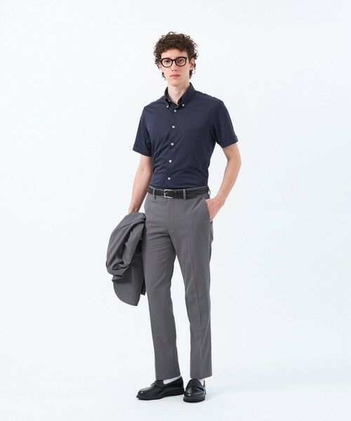 MACKINTOSH PHILOSOPHY(MENS) / マッキントッシュ フィロソフィー　メンズ シャツ・ブラウス | トロッター トリコットジャージー半袖ボタンダウンシャツ  無地/ストライプ | 詳細4