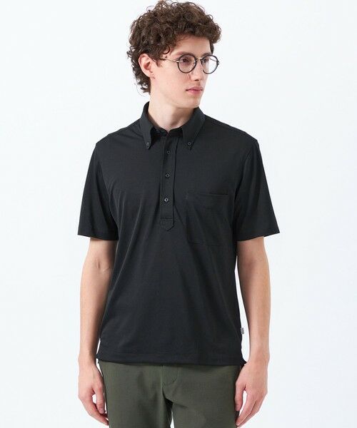 MACKINTOSH PHILOSOPHY(MENS)/マッキントッシュ フィロソフィー メンズ トロッター 鹿の子ジャージー ボタンダウンポロ ブラック1 38 MACKINTOSH PHILOSOPHY(MENS)/マッキントッシュ フィロソフィー メンズ トロッター 鹿の子ジャージー ボタンダウンポロ ブラック1 38
