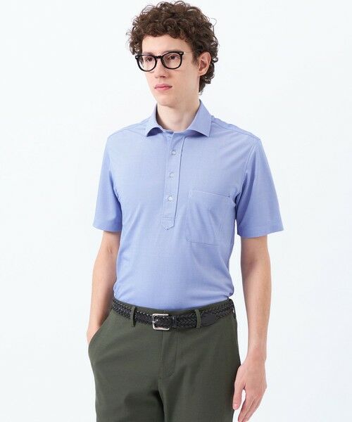 MACKINTOSH PHILOSOPHY(MENS)/マッキントッシュ フィロソフィー メンズ トロッター メランジ鹿の子 カッタウェイポロ ブルー6 42 MACKINTOSH PHILOSOPHY(MENS)/マッキントッシュ フィロソフィー メンズ トロッター メランジ鹿の子 カッタウェイポロ ブルー6 42