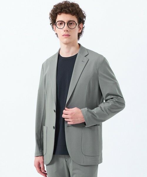 MACKINTOSH PHILOSOPHY(MENS) / マッキントッシュ フィロソフィー メンズ ノーカラージャケット | ドライフラットストレッチ ハイパーストレッチメッシュ イージージャケット(グレー4)