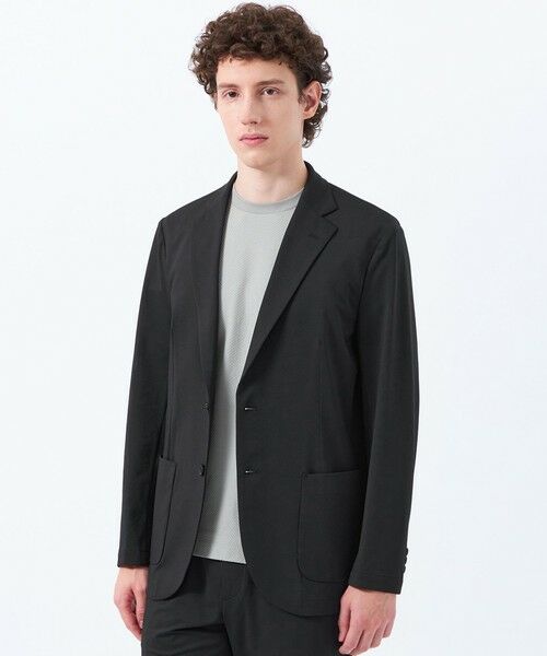 MACKINTOSH PHILOSOPHY(MENS) / マッキントッシュ フィロソフィー メンズ ノーカラージャケット | ドライフラットストレッチ ハイパーストレッチメッシュ イージージャケット(ブラック1)