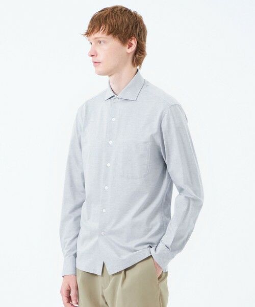 MACKINTOSH PHILOSOPHY(MENS)/マッキントッシュ フィロソフィー メンズ ホリゾンタルカラー ジャージーシャツ ギンガム/無地 グレー4 40 MACKINTOSH PHILOSOPHY(MENS)/マッキントッシュ フィロソフィー メンズ ホリゾンタルカラー ジャージーシャツ ギンガム/無地 グレー4 40