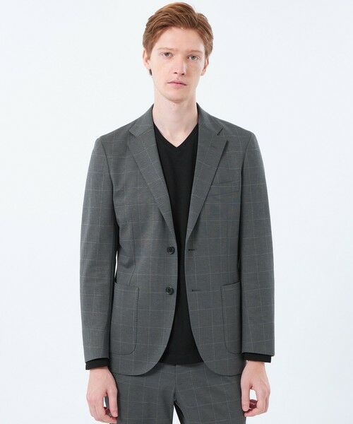 MACKINTOSH PHILOSOPHY(MENS) / マッキントッシュ フィロソフィー メンズ ノーカラージャケット | テーラードジャージー ジャケット ウインドペンプリント(グレー2)