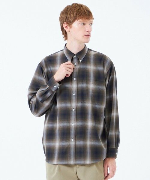 MACKINTOSH PHILOSOPHY(MENS)/マッキントッシュ フィロソフィー メンズ 長袖オーバーサイズボタンダウンシャツ オンブレチェック ブラウン5 38 MACKINTOSH PHILOSOPHY(MENS)/マッキントッシュ フィロソフィー メンズ 長袖オーバーサイズボタンダウンシャツ オンブレチェック ブラウン5 38