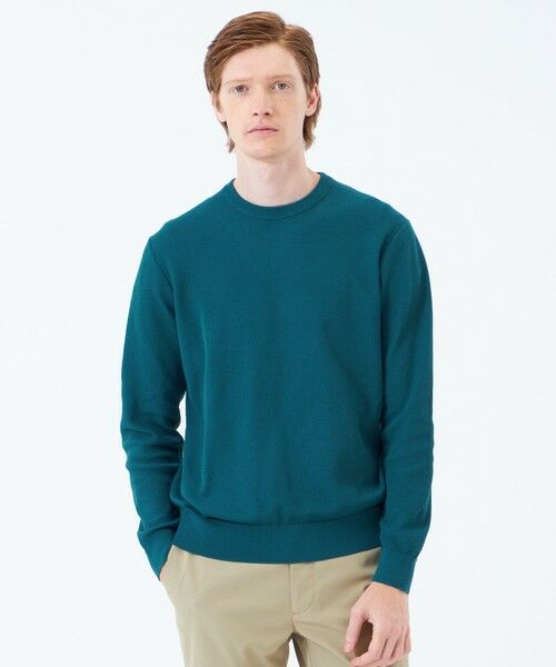 MACKINTOSH PHILOSOPHY(MENS) / マッキントッシュ フィロソフィー メンズ ニット・セーター | 14G カノコ風ジャカード クルーネックニット(カーキ1)