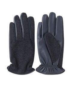 EMMETEX ヘリンボーン×レザー　スマホグローブ