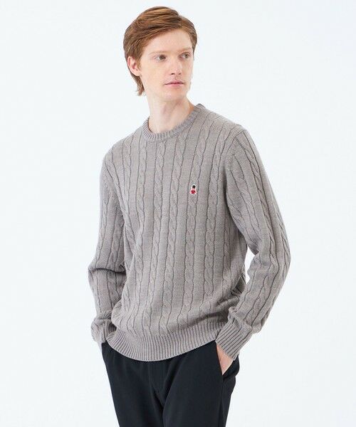 MACKINTOSH PHILOSOPHY(MENS) / マッキントッシュ フィロソフィー メンズ ニット・セーター | バッキンガムベア ケーブル クルーネックプルオーバー(チャコールグレー1)