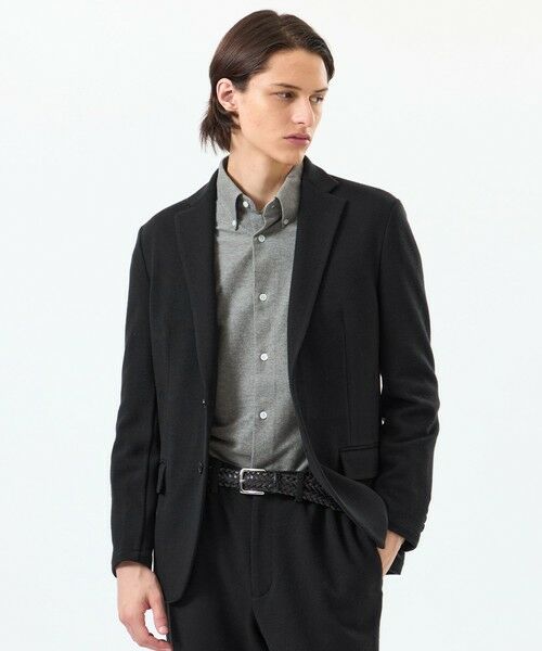 MACKINTOSH PHILOSOPHY(MENS) / マッキントッシュ フィロソフィー　メンズ ノーカラージャケット | 起毛ブリスター イージージャケット（ブラック1）