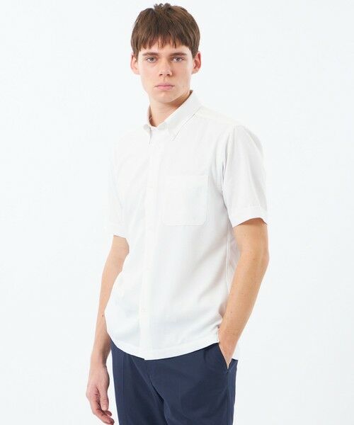 MACKINTOSH PHILOSOPHY(MENS) / マッキントッシュ フィロソフィー　メンズ シャツ・ブラウス | トロッター スクエアボタンダウン ナローサッカーストライプ（ホワイト1）