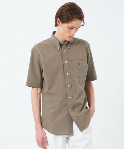 MACKINTOSH PHILOSOPHY(MENS) / マッキントッシュ フィロソフィー メンズ シャツ・ブラウス | BUCKINGHAM BEAR 半袖ボタンダウンシャツ COOLDOTSミニリップストップ(ベージュ3)