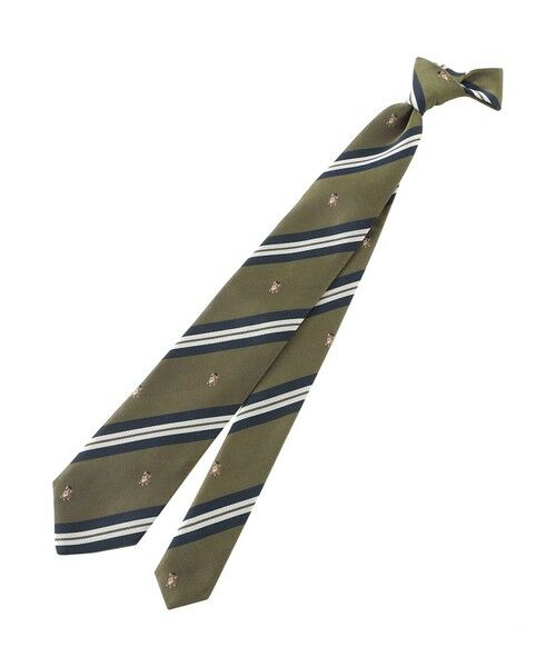 MACKINTOSH PHILOSOPHY(MENS) / マッキントッシュ フィロソフィー　メンズ ネクタイ | コーギー×ストライプ レギュラータイ（グリーン1）