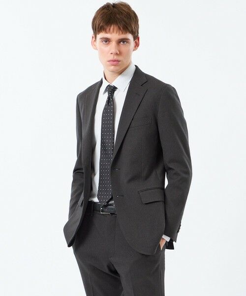 MACKINTOSH PHILOSOPHY(MENS) / マッキントッシュ フィロソフィー　メンズ ノーカラージャケット | トロッター エクストラソリッドジャケット ウール調ドビー（チャコールグレー1）